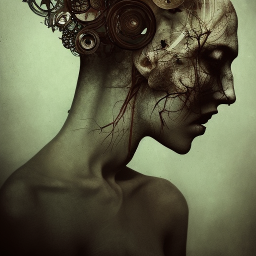 Very very very very highly detailed epic portrait of someone with garden inside head by Brooke Shaden, intricate, dystopian, sci-fi, extremely detailed, digital painting, artstation, concept art, smooth, sharp focus, illustration, intimidating lighting, incredible art,