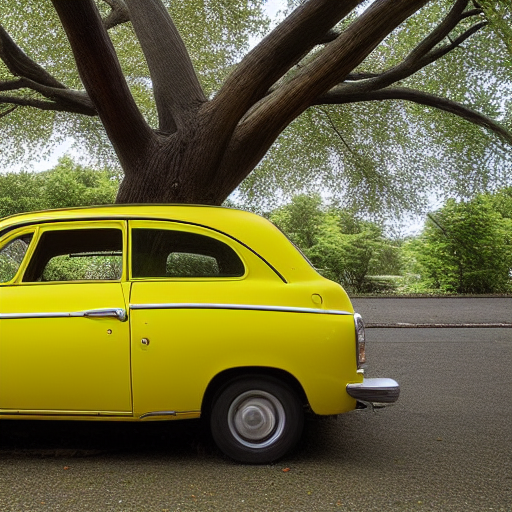 Tree on yellow car