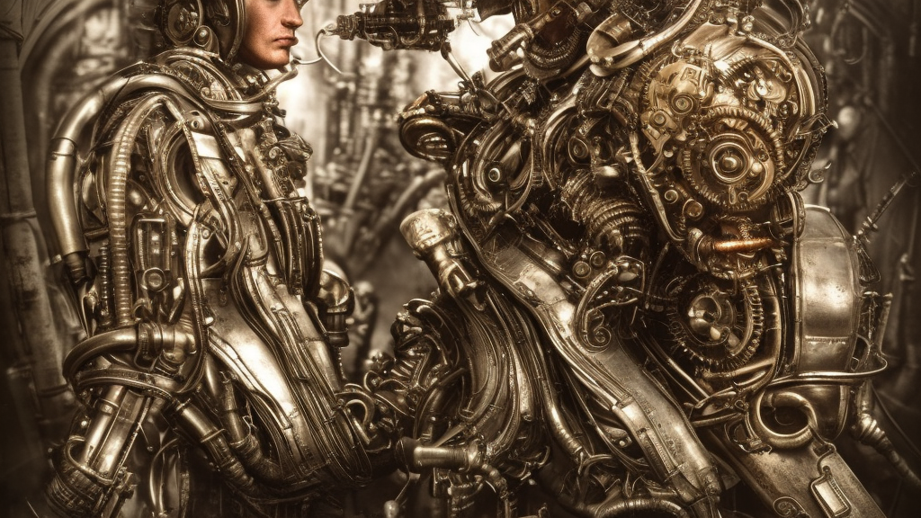 epic portrait of man scientist, victorian, dieselpunk, insanely detailed, intricate, metal brass and copper and leather details, rivets, cinematic lighting, photoreal, by billelis and giger