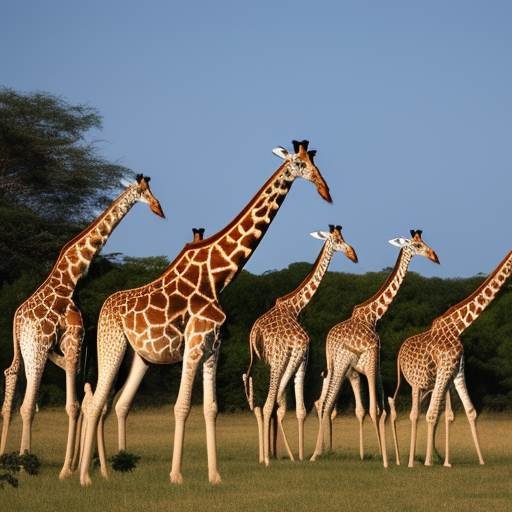 a row of giraffes