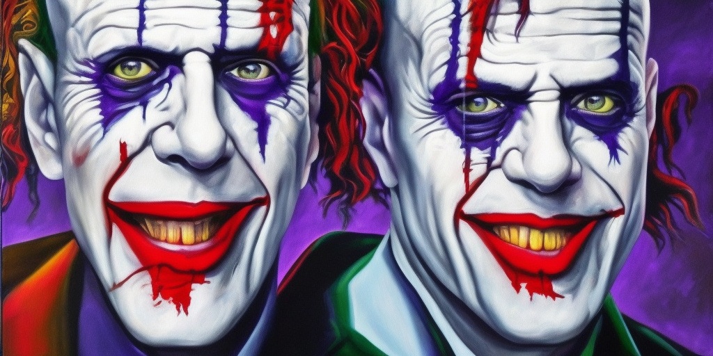 photo of bruce willis as the joker oil painting on canvas