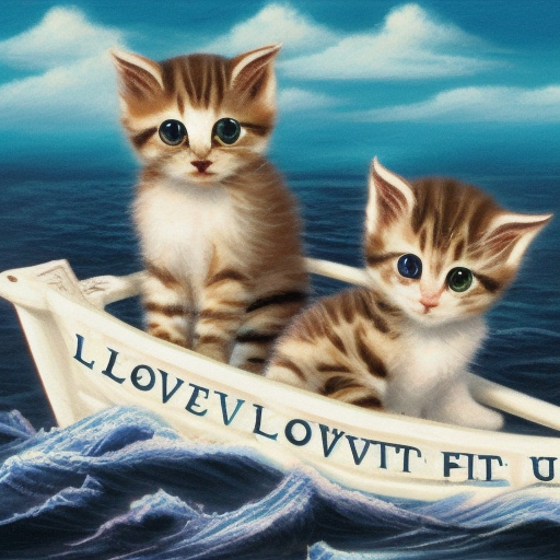 cute kittens sailing on a lovecraftian ocean