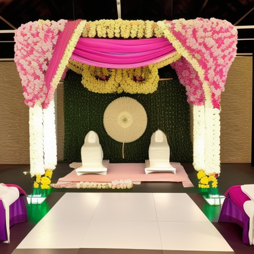 tamil hindu mandap indoors with a modern white design