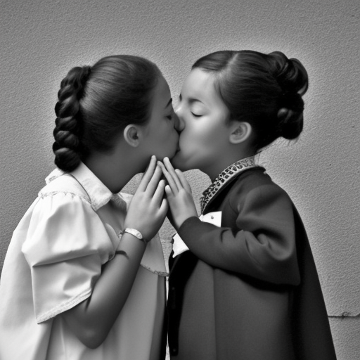 two school girls kissing 