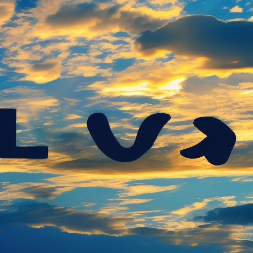 luv you spelled out in the clouds by a airplane infront of the sunset from ground view 