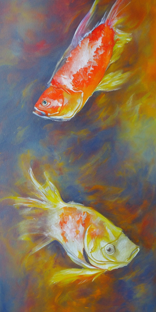 a painting of a Burning fish