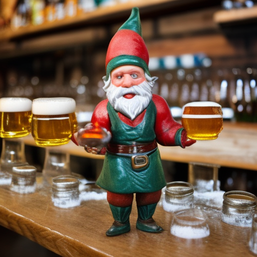 Gnome brewmaster inspecting the beer, fantasy arteer