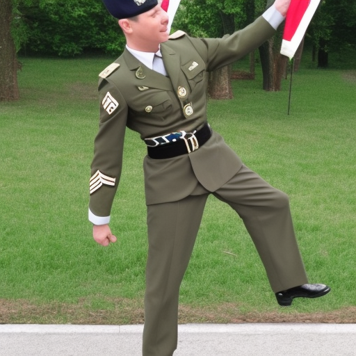 military uniform jumping