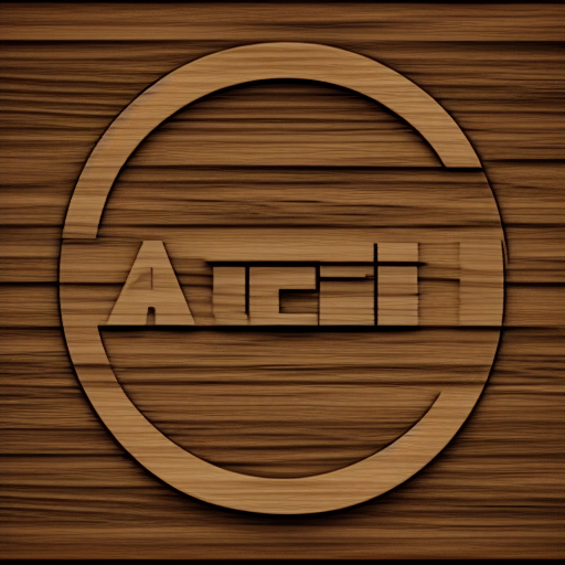a circle logo with a wood texture background and artistic design