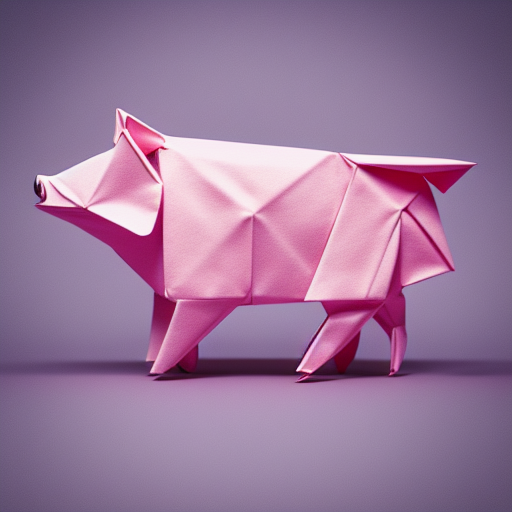 origami pig in pink paper, 3 d render, ultra detailed, on white background, studio shot