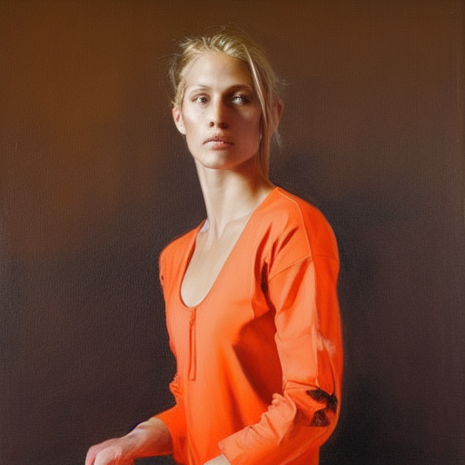 portrait of emma coburn in orange jump suit!!!!!!!!!!!!!!!!!!!!!!!!!!!, detailed face, detailed painting, epic lighting, by ilya repin, phil hale and kent williams