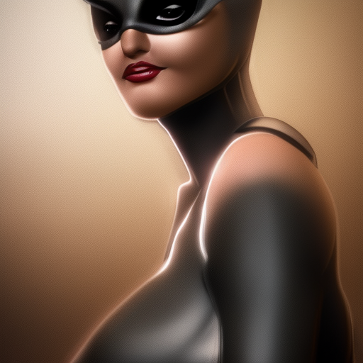 catwoman full portrait, cinematic rendering, volumetric lighting