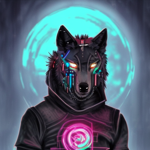 a cyberpunk wolf