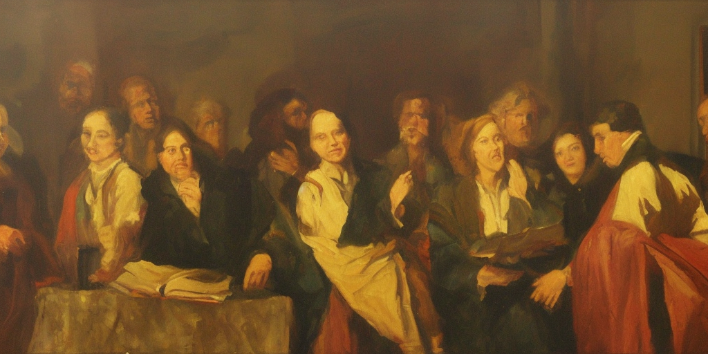a oil painting of Dialogues and texts