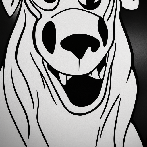 hyperdetailed closeup black and white portrait of scooby doo