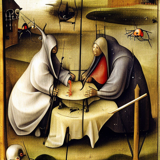 Software bug fixing, painting by Hieronymus bosch