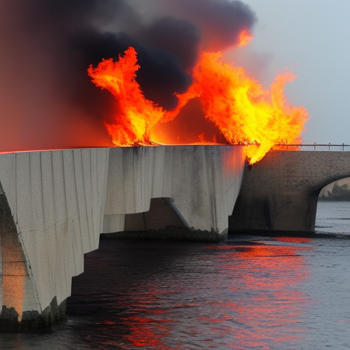 Crimea bridge on fire