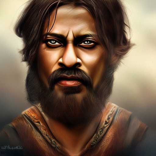 viking looking shahrukh khan tired, portrait, dramatic light, fierce, digital painting
