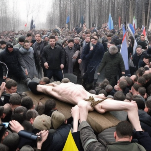 Putin crucified by a Ukrainian mob