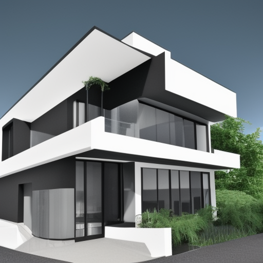 black and white pencil illustration high quality house modern organic facade

