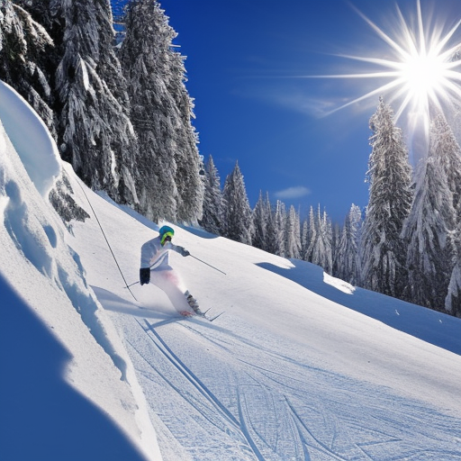 skier, downhill skiing, mountain, winter, snow, sunshine