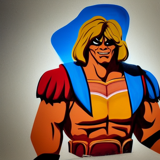 gorgeous he - man the master of the universe as, medium shot, asymmetrical, profile picture, organic painting, sunny day,, bold shapes, hard edges, street art, ultra-realistic potrait cinematic lighting 80mm lens, 8k, photography