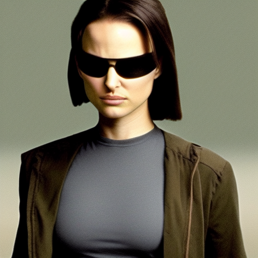 Realistic movie still of Natalie Portman in the Matrix