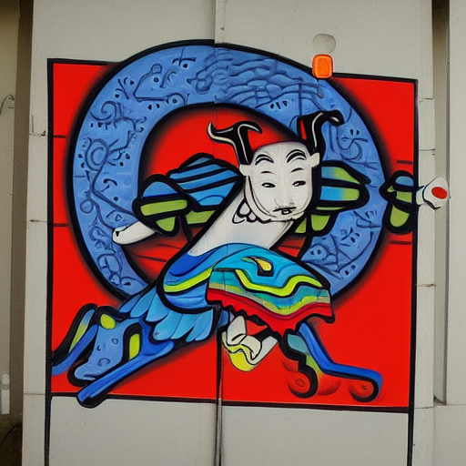 chinese folk art, in the style of graffiti, made by lady aiko