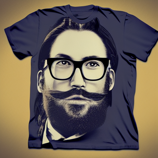 27 year old bearded man wearing glasses, long hair, street art by banksy, tshirt