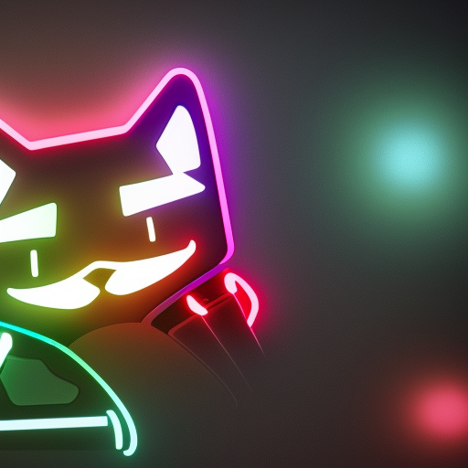 Gamer Cat, Cyborg, Logo, Brand, Japanese, Console, 4k HDR, Futuristic, Neon Lights, Saturated