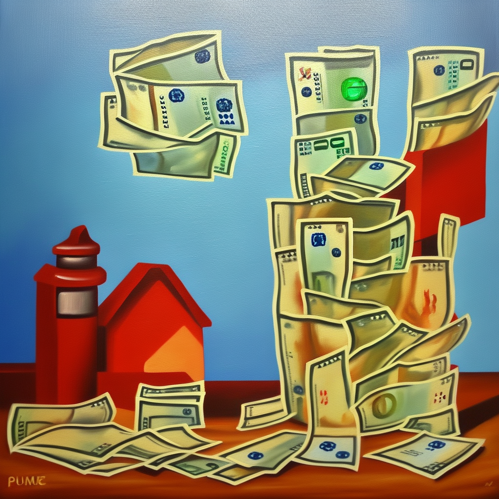 euro money saving bank home oil painting on canvas