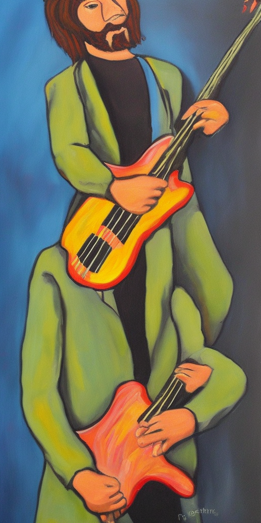 a painting of The bassist