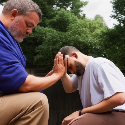 father and son praying for good outcome to brown university