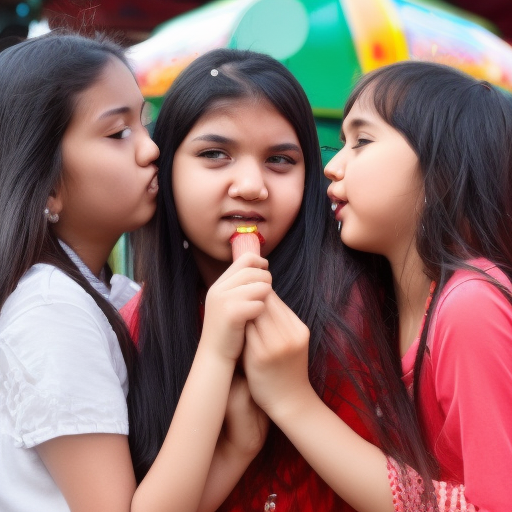 two sisters melayu girl kissing in fun fair 
