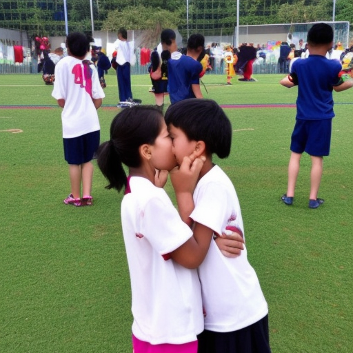 two tadika melayu girl kissing in sports day 