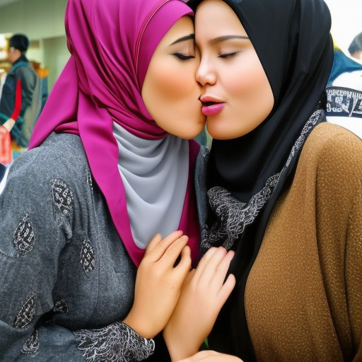 two hijab malaysia woman kissing 