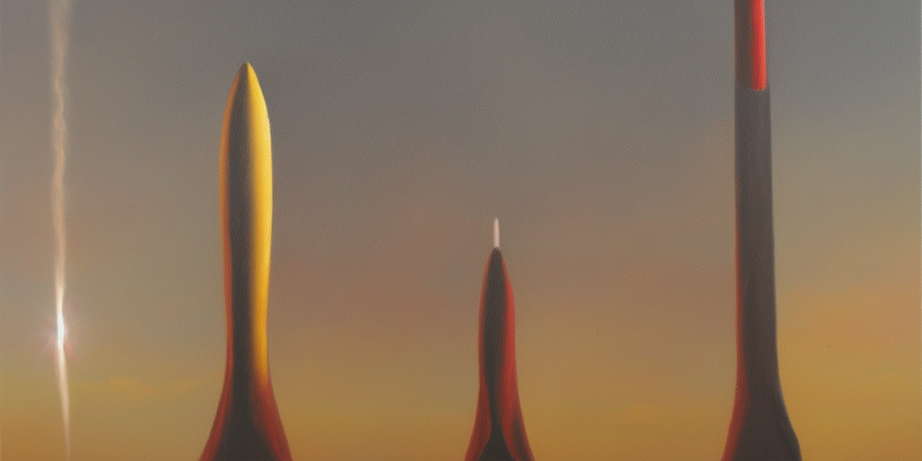 a oil painting of a rocket on a phallus