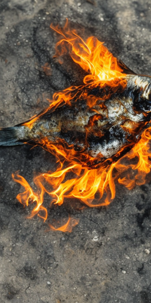 a photo of a Burning fish
