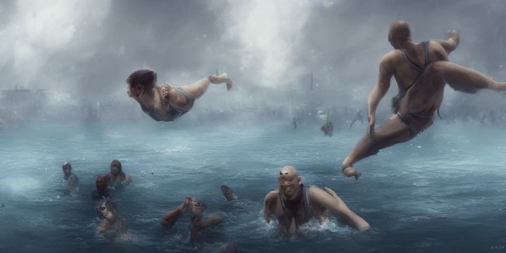 a artstation of drowning people