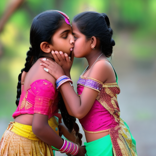 two preteen india girl kiss