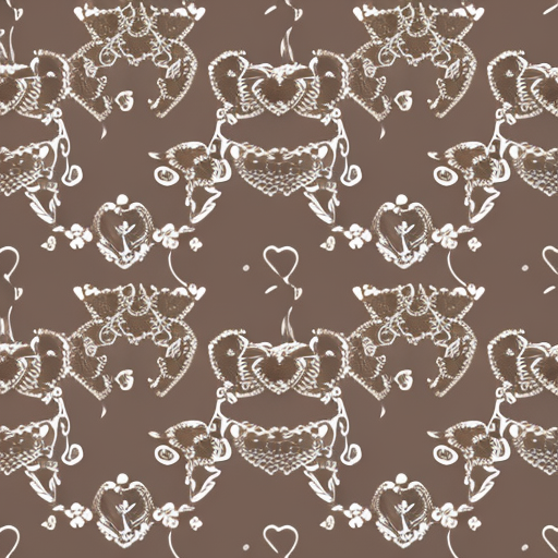 Wedding Seamless Pattern: Create a pattern capturing the romance of weddings. Include elements like wedding rings, lace, hearts, lovebirds, and flowers. Add festive touches with champagne glasses and wedding cake. Ensure each element stands out with appropriate spacing for a harmonious design.
