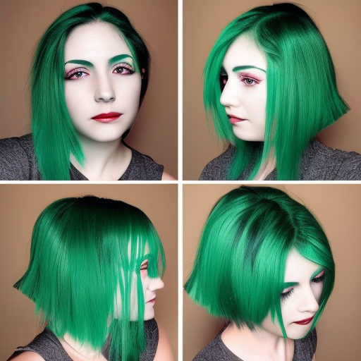 beautiful girl with green hair