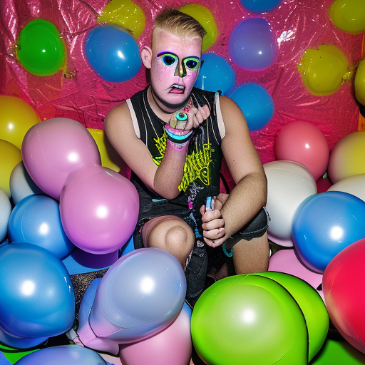 Bangface Hardcrew Pontins blonde dude guy
neorave DJ electronic music raver party people inflatable ballons