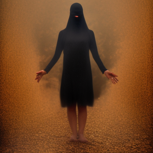 dark shrouded woman performing ethereal ritual