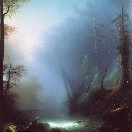 painting of a magical and mystical forest zaha hadid by ivan aivazovsky