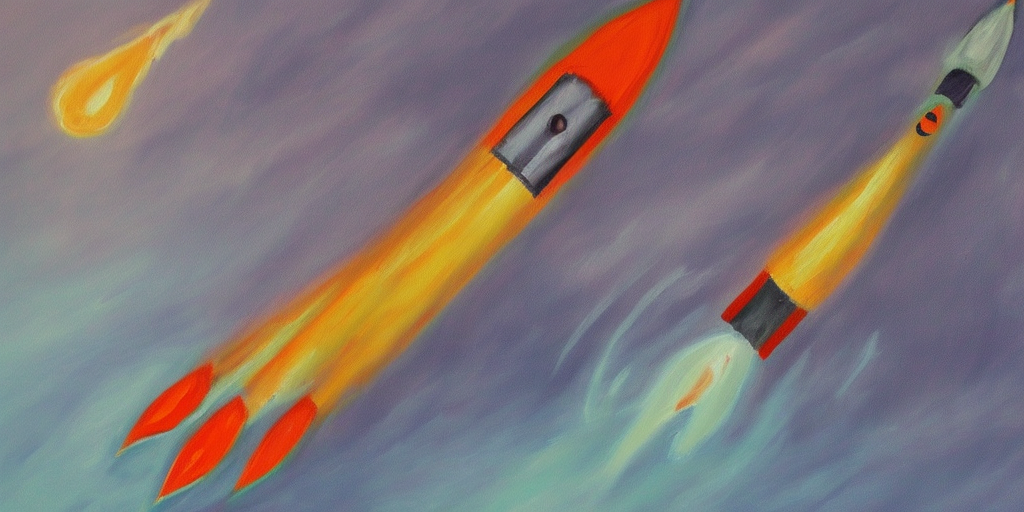 a painting of A rocket turns into a phallus