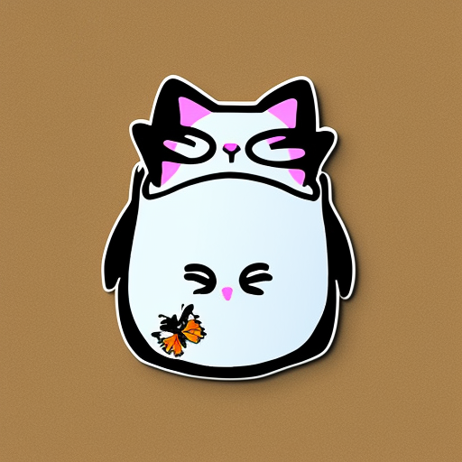 play cat with butterfly sticker