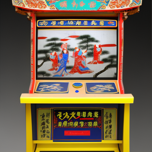 an arcade machine made in tang dynasty, realistic photo