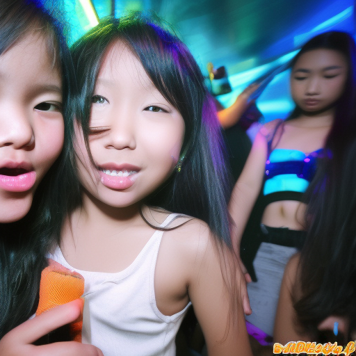 two Little idol malay girl kissing in night club 