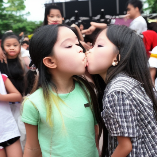 two Little idol melayu girl kissing in live concert 